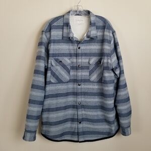 Sun & Stone Fleece Lined Striped Shirt Jacket Snap Front XL